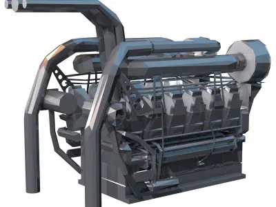Black Engine Low Poly 3D model