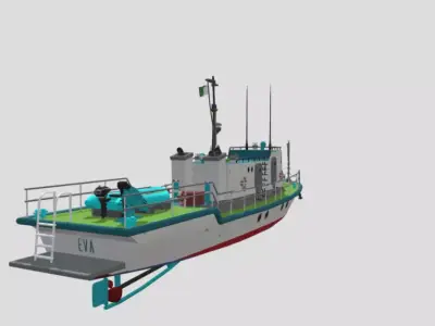 Fishing Trawler Boat Commercial Marine Vessel Low-poly 3D model