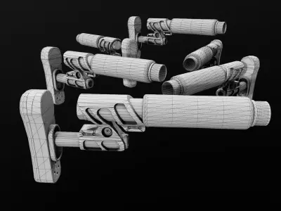 Odin Works Zulu 2 Adjustable AR15 Buttstock Low-poly 3D model