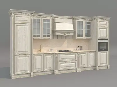 Ornate Victorian Style Kitchen Cabinet 2 3D model
