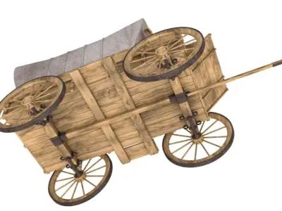 wooden wagon 3D model