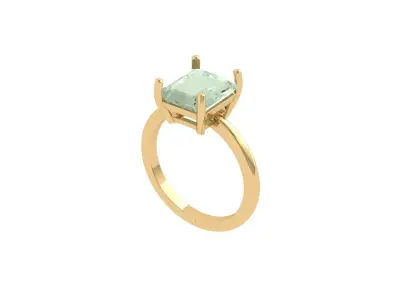 Emerald Solitaire Ring 3D print model 21