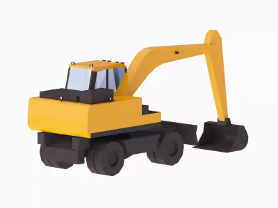 Excavator Construction Loader DX140W-7 Simplified Low-poly 3D model