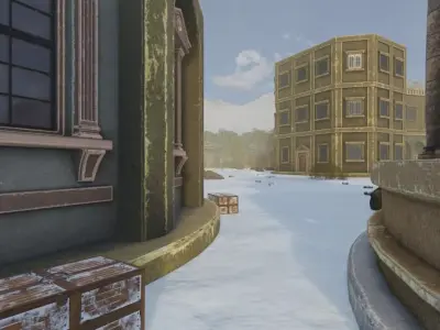 Snowy Architectural Ruins 3D model