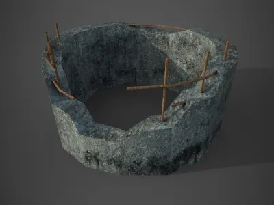Concrete tubes and pipes  - PBR - lowpoly Low-poly 3D model