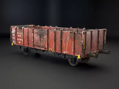 Used Coal Railcar Ekkl Low-poly 3D model
