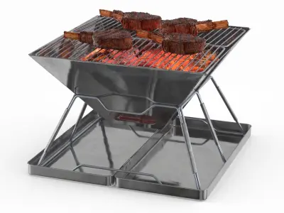 Outdoor Portable Grill with Meat 3D model