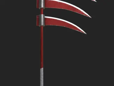 Triple-Bladed Scythe Hidans Scythe  Free low-poly 3D model