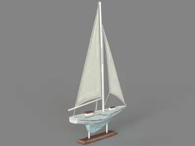 Deco 79 Coastal Wood Sail Boat Sculpture 3D model