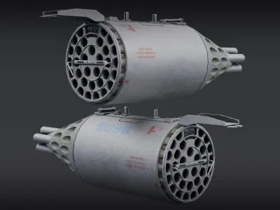 UB-32A launcher unguided missile rockets  gameready models Low-poly 3D model