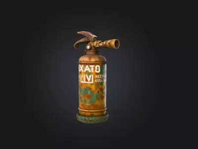 Post Fire Extinguisher Low-poly 3D model