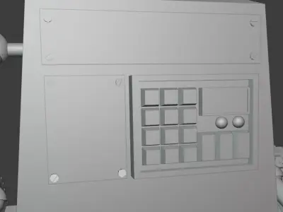 Robot model with wheels and monitor 3D model