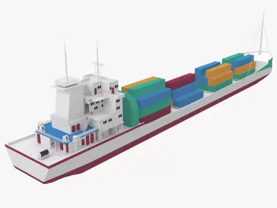 ship low poly container Low-poly 3D model