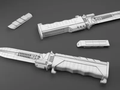 Rigged SciFi Knife Low-poly 3D model