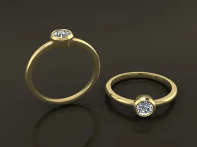 Bezel Single Diamond Ring 4mm50 Mix Size 3D print model