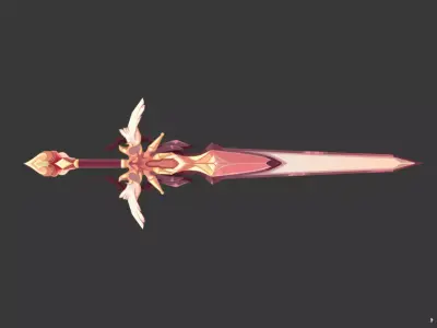 Danbee360 Lowpoly Handpaint Texture Sword 002 Low-poly 3D model