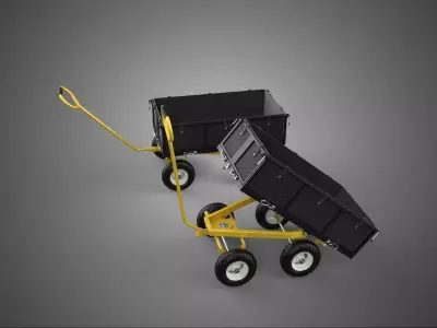 HEAVY DUTY UTILITY DUMP AGRICULTURAL CART TROLLEY TRUCK TILTING 3D model