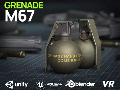 Game Ready M67 Frag Grenade - Army Skin  Low-poly 3D model