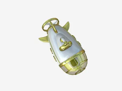 Submarine Cartoon A06 White Gold - Sub Watercraft Vehicle Low-poly 3D model