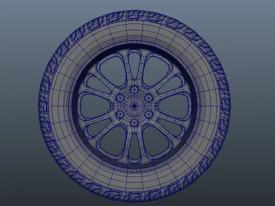 SUV Tyre with Alloys Low-poly 3D model