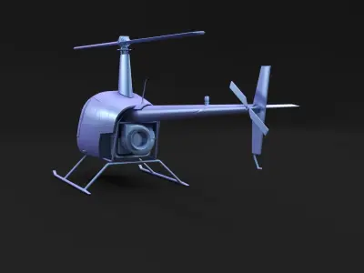 Small yellow passenger helicopter 3D model