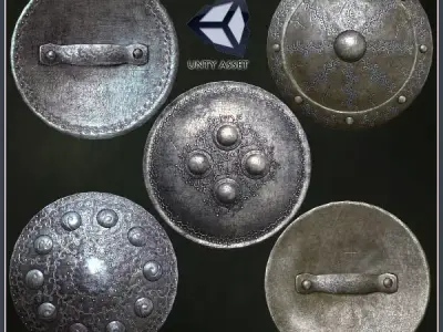 3 Buckler Shields Low-poly 3D model