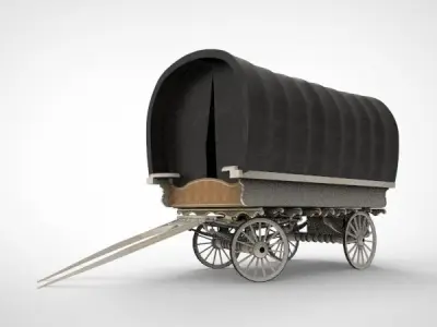 fantasy caravan cart Low-poly 3D model