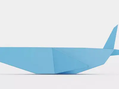 Paper Whale Low-poly 3D model