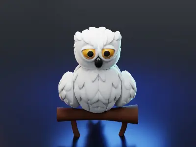cute owl cartoon character Free 3D model