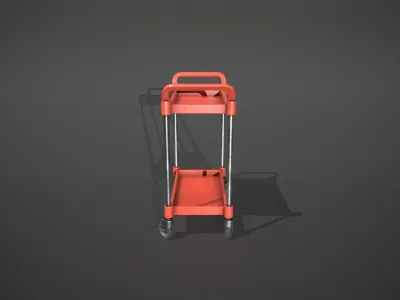 Red Service Cart Low-poly 3D model