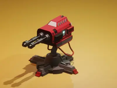 sci-fi turret low-poly Low-poly 3D model