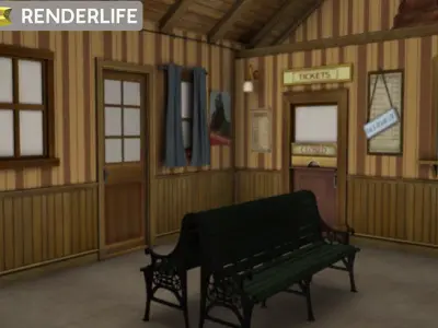 Rural Train station interior 3D model purchase