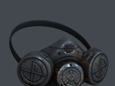 Gas mask helmet 3d model scifi Low-poly Low-poly 3D model Low-poly 3D model 35