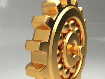 Gear 2 two golden gears 3D model