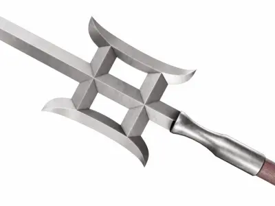 Spear with double crescent Low-poly 3D model