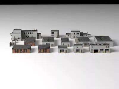 Industrial Warehouse Buildings Pack Low-poly 3D model