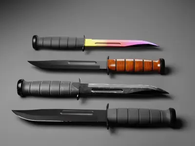 Combat Knife KA-BAR Collection Low-poly 3D model