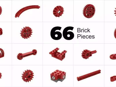 TwindBricks3D - 66 Technic Gear collection 3D print model