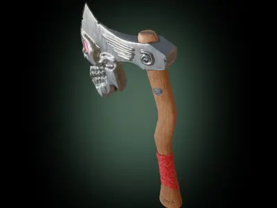Stylized skull axe PBR low-poly game ready Low-poly 3D model