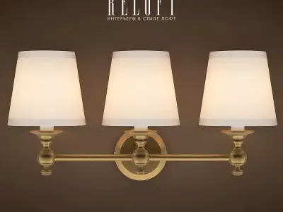 Triple Lamp Bracket Lacquered Burnished Brass 3D model