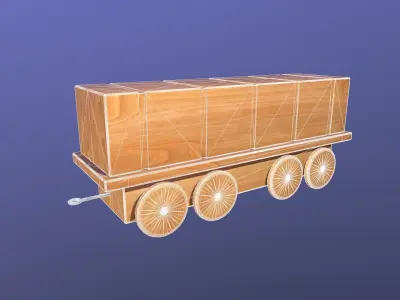 Wooden Toy Train - Container Wagon 001 Low-poly 3D model
