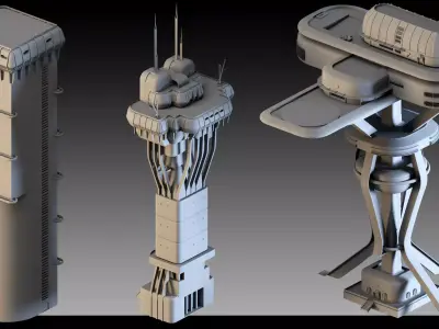 100- Cyberpunk Environmental Props and details 3D model