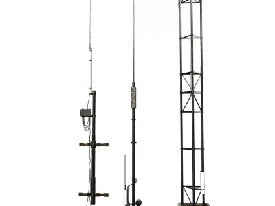 Military antenna Low-poly 3D model