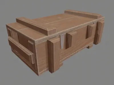Wooden military ammo box Low-poly 3D model