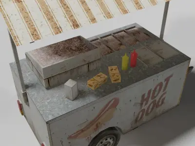 Food Cart Low-poly 3D model get