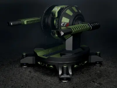 Sci-Fi Turret Low-poly 3D model