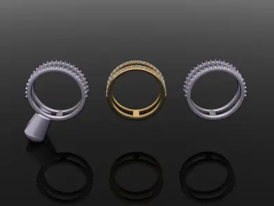 DOUBLE DIAMOND ROW BAND RING SIZE 5 3D print model