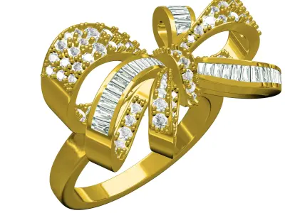 Antique Duette Style Knot Solitaire Ring 3D print model