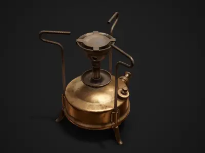 Vintage kerosene stove Low-poly 3D model