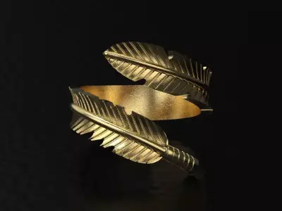 Leaf father antique ring  3D print model